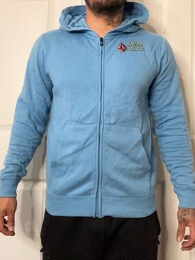 Volcom Men's Light Blue Full-Zip Hooded Sweatshirt